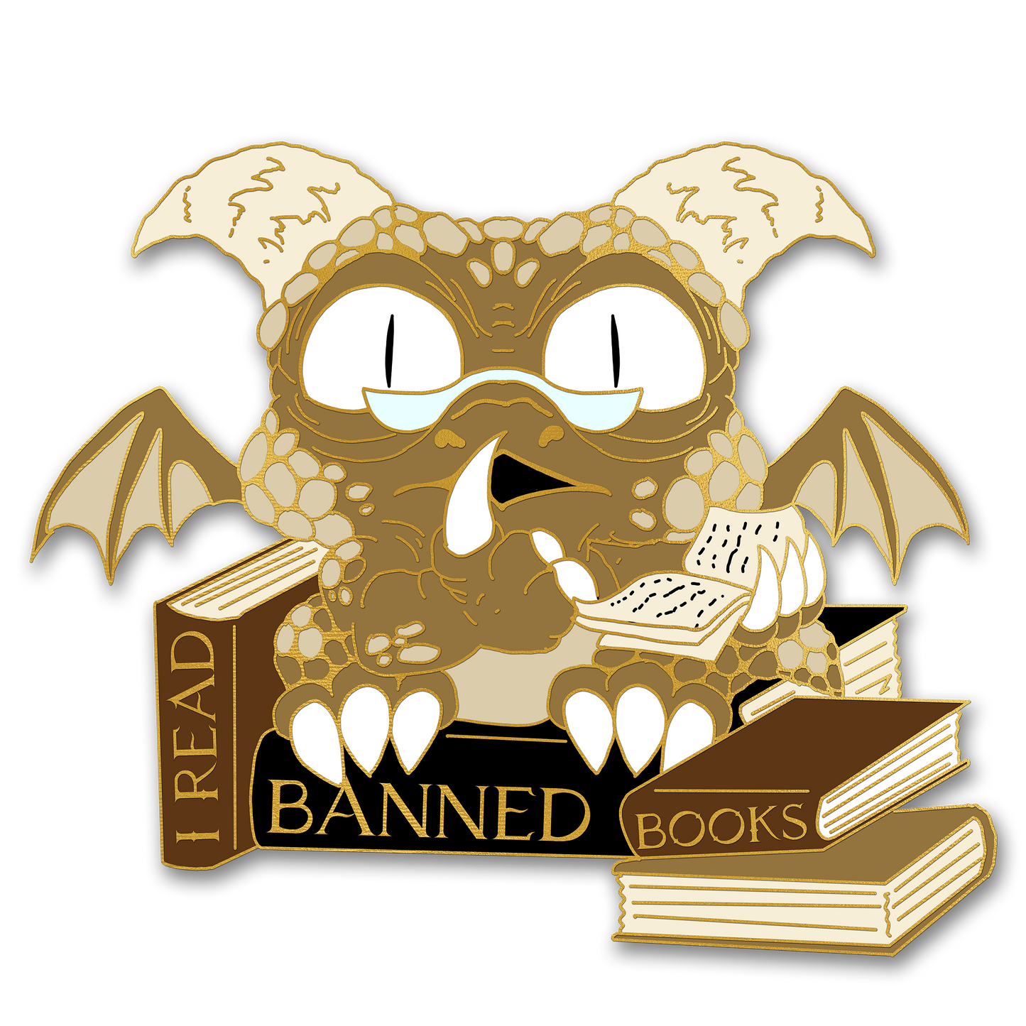 "I Read Banned Books" Derpy Dragon Pin