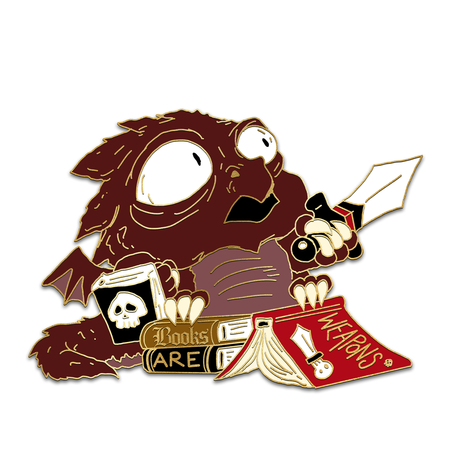 "Books are Weapons" Derpy Dragon Pin