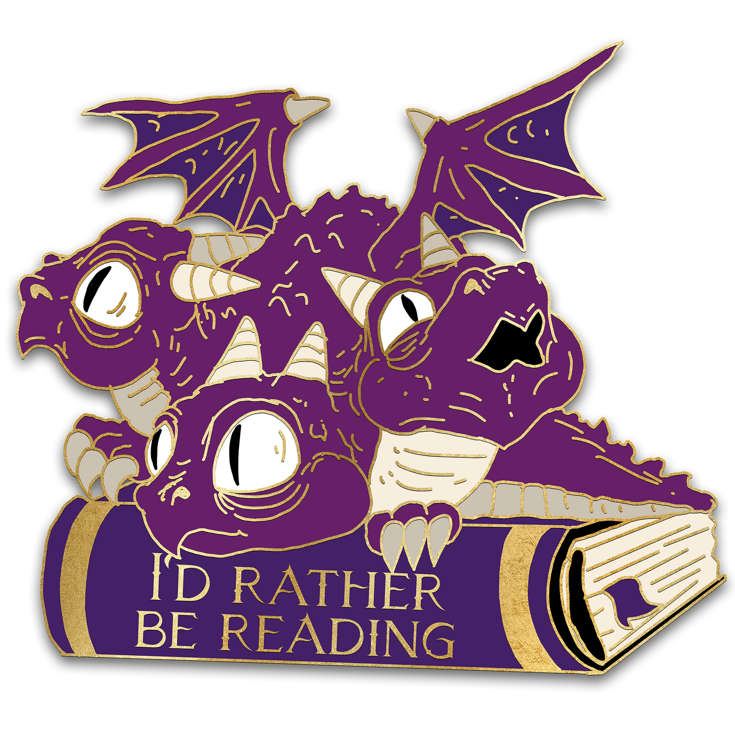 "I'd Rather be Reading Hydra" Derpy Dragon Pin