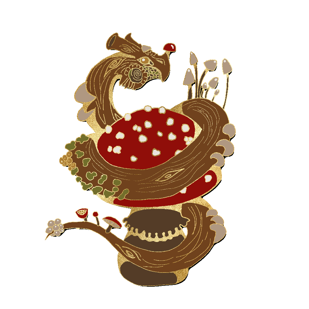 Mushroom dragon pin