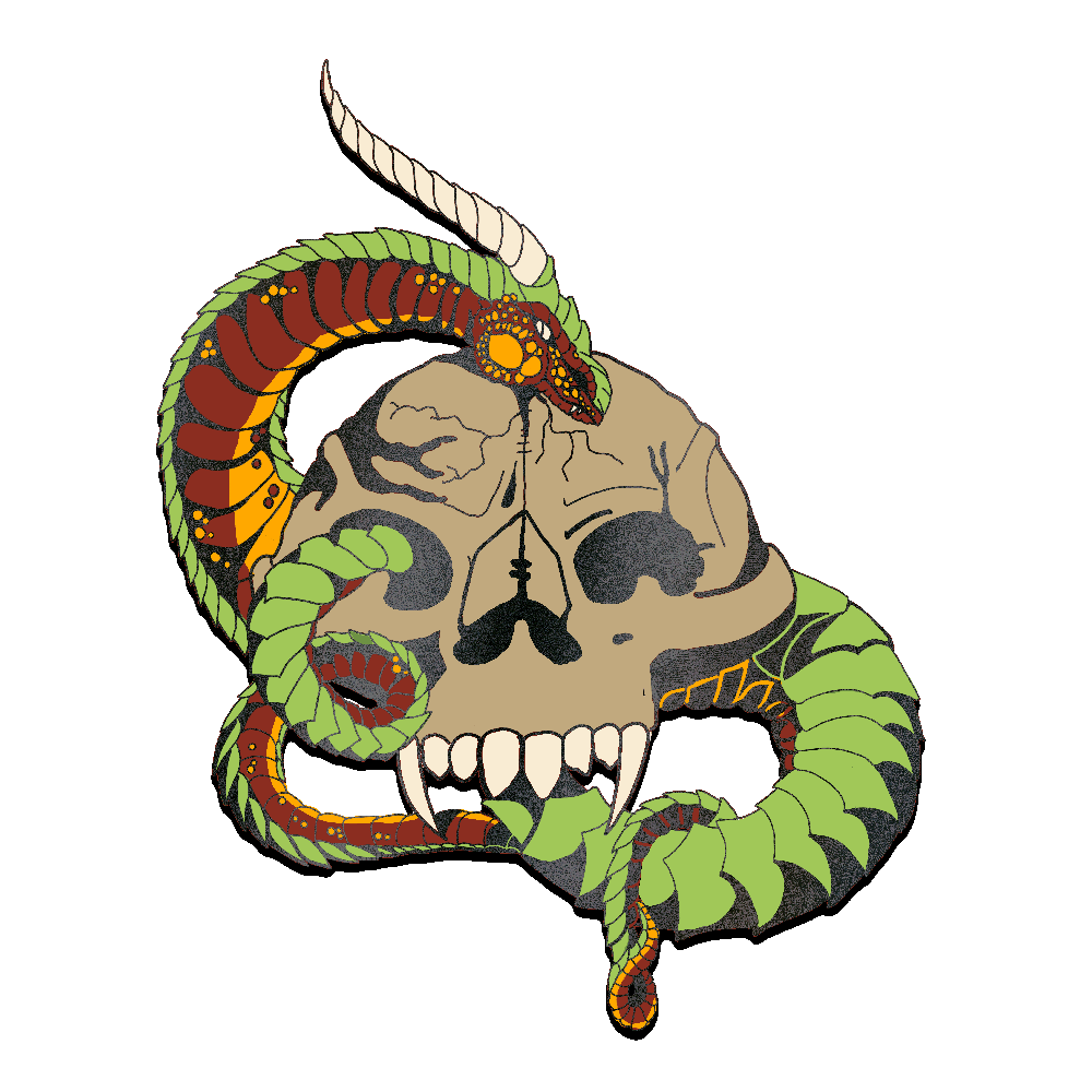 Skull dragon pin