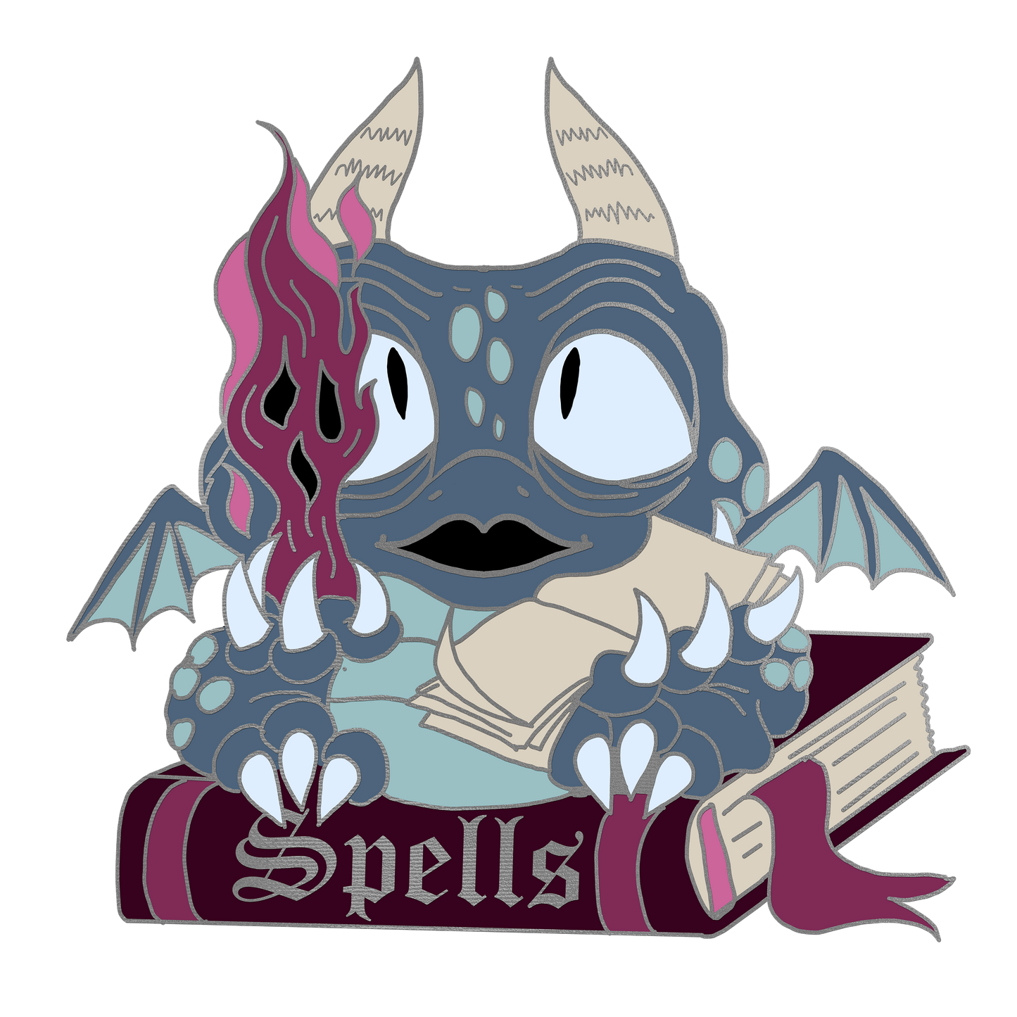 "Spells" Derpy Dragon Pin