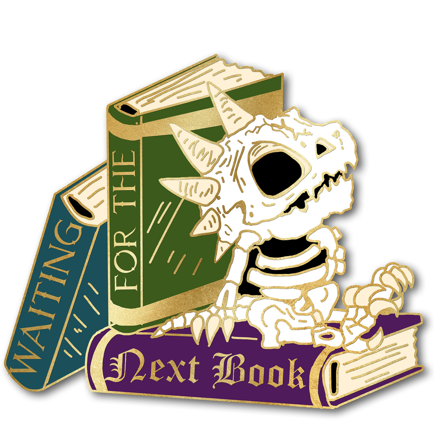 "Waiting for the Next Book" Derpy Dragon Pin