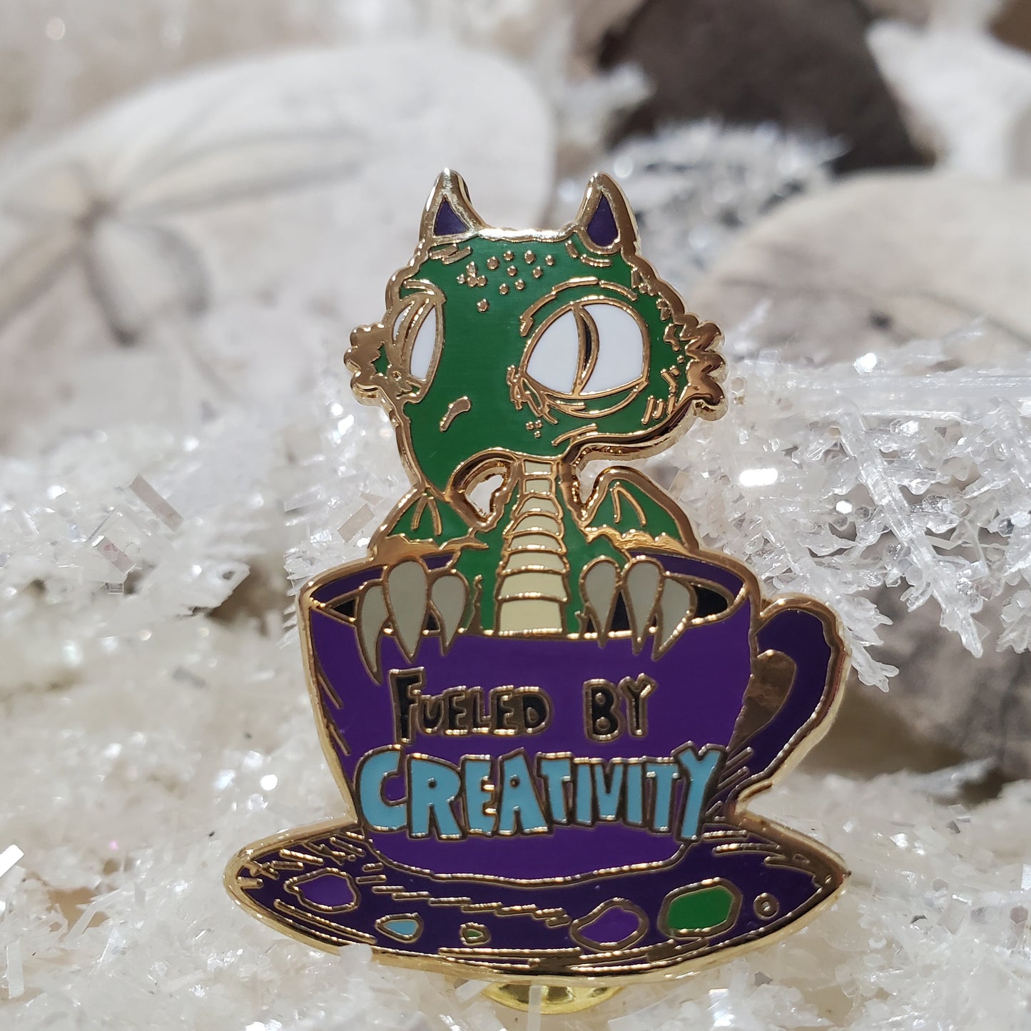 "Fueled by Creativity" Derpy Dragon Pin