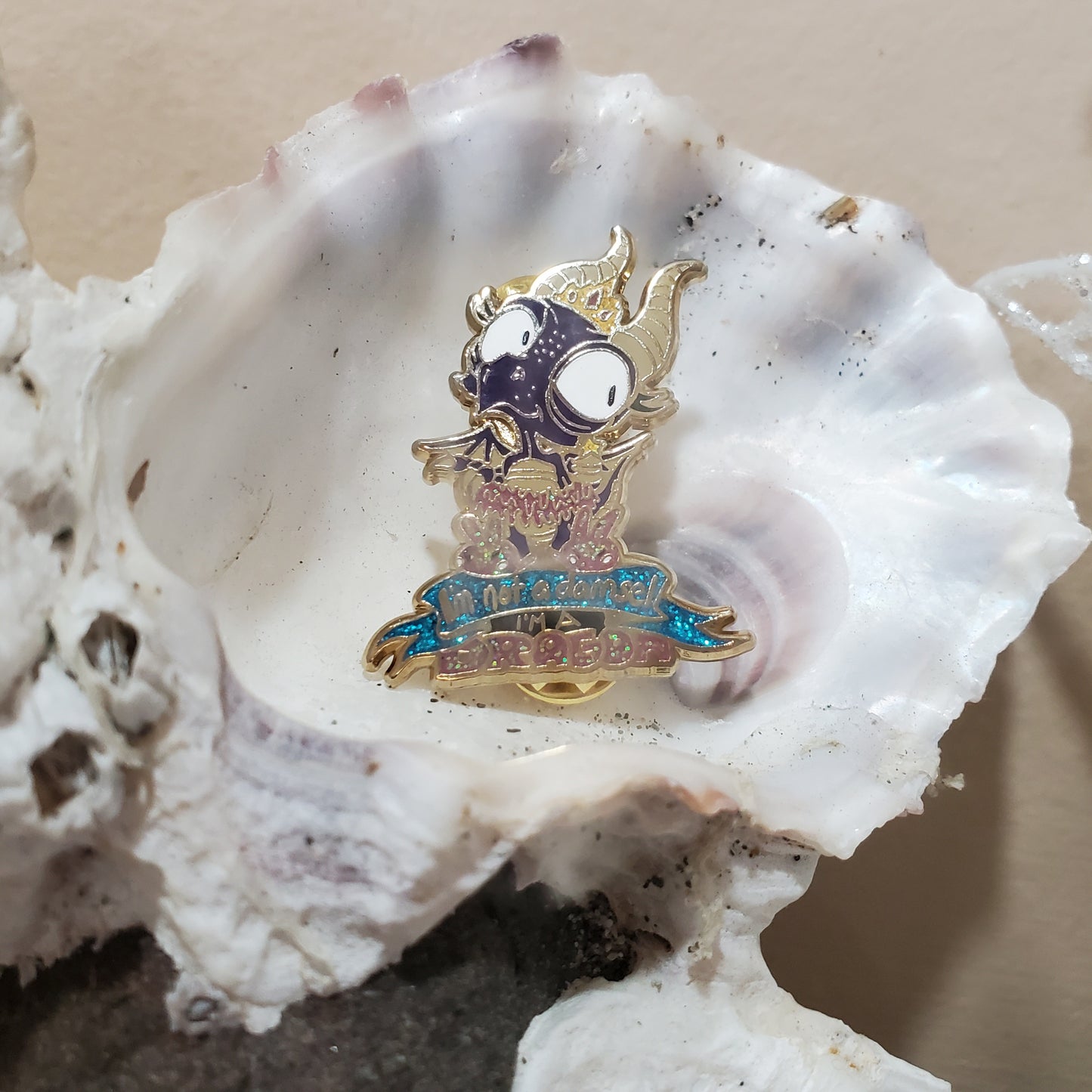 "I'm not a damsel, I'm a dragon" Derpy Dragon Pin