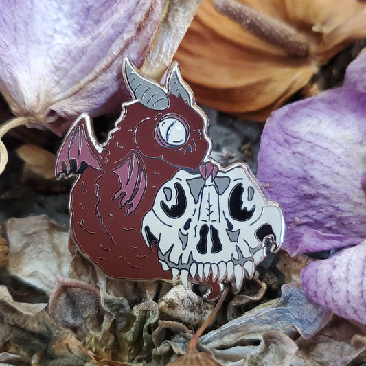 Red "Skull" Derpy Dragon Pin