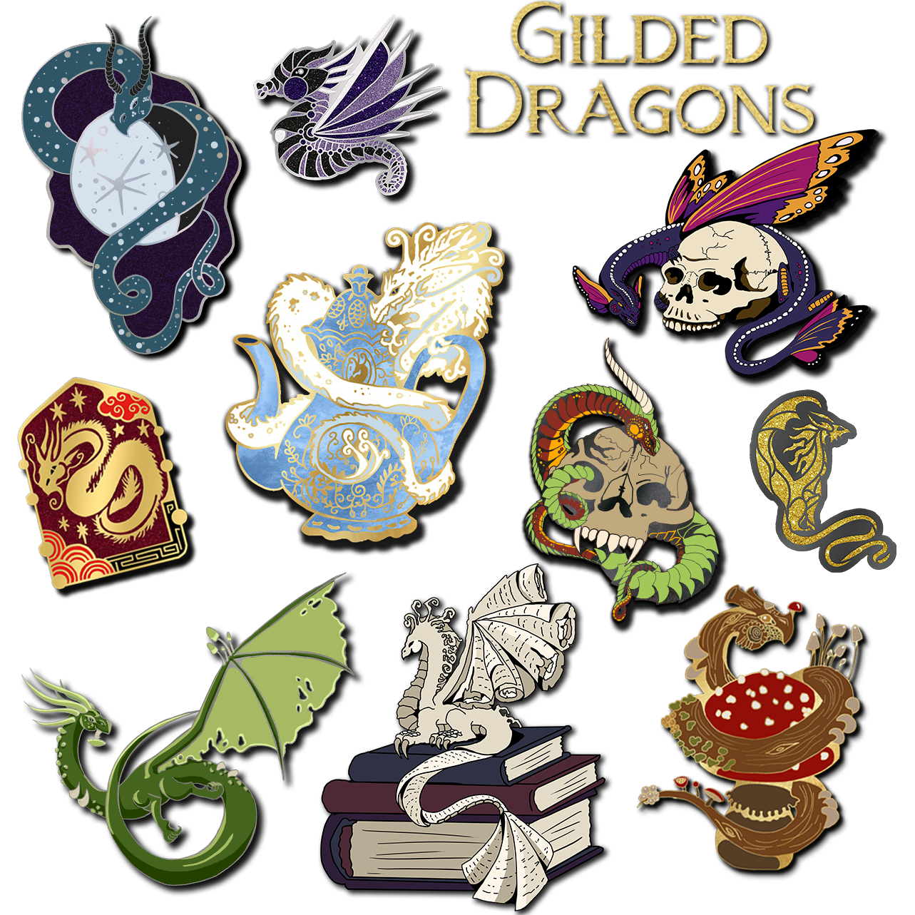 Gilded Dragon Pins