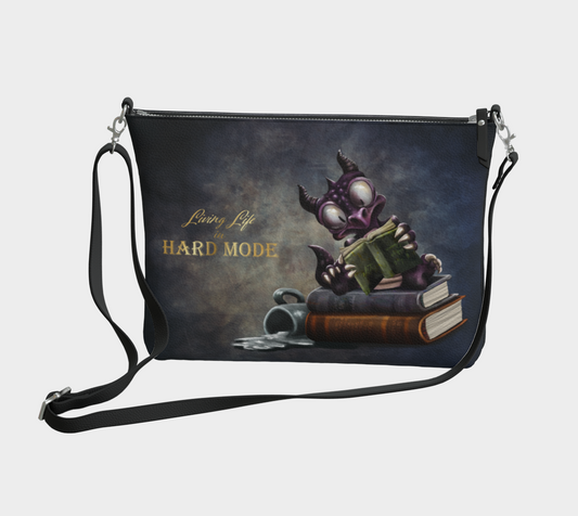 "Living Life in hard mode" Derpy Dragon - vegan purse