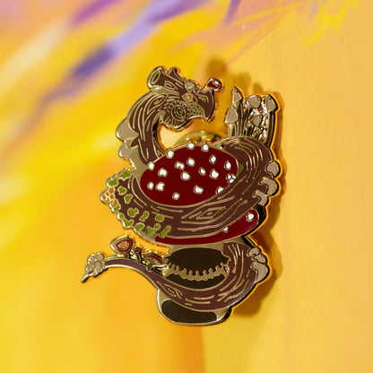 Mushroom dragon pin