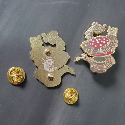 Mushroom dragon pin