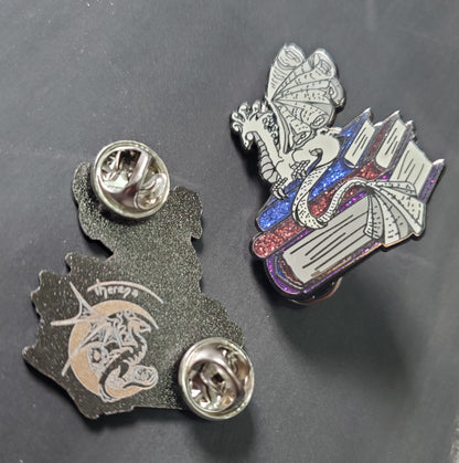 Book wyrm pin