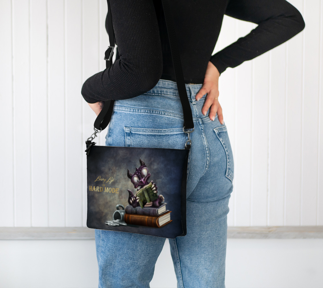 "Living Life in hard mode" Derpy Dragon - vegan purse