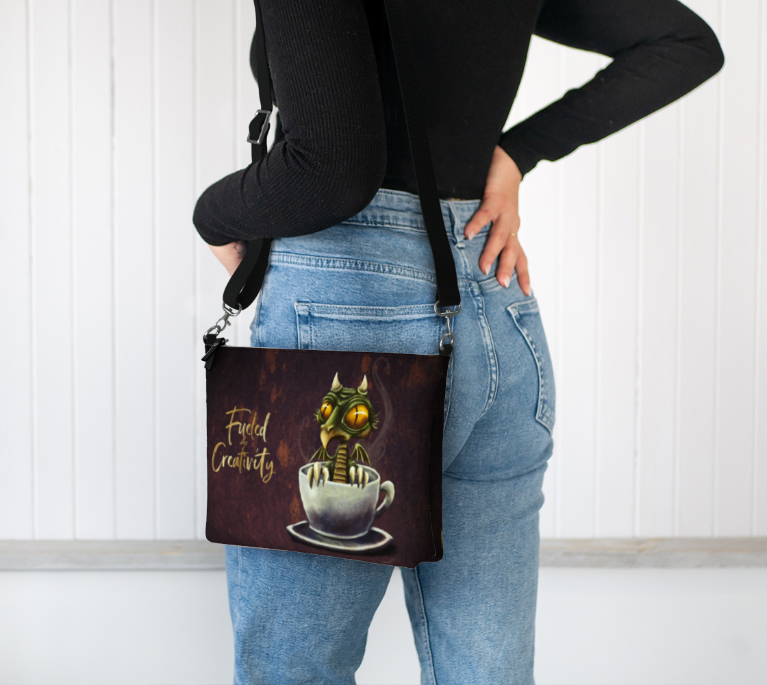 "Fueled by creativity" Derpy dragon - vegan purse