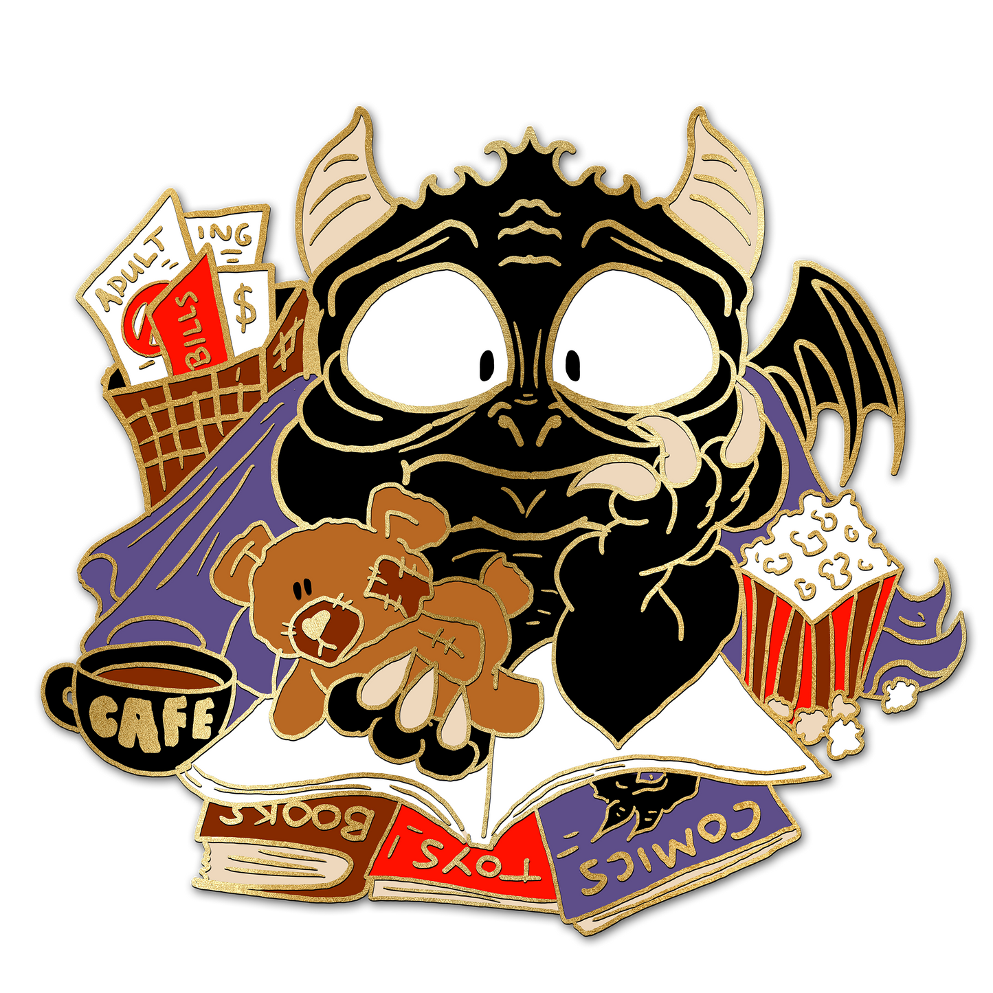 "No Adulting Today" Derpy Dragon Pin