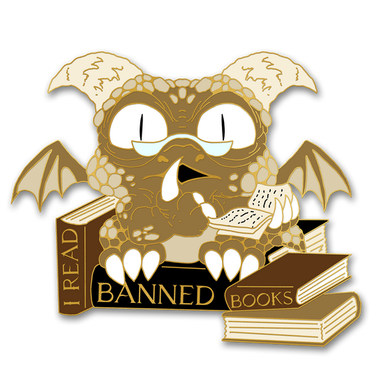 "I Read Banned Books" Derpy Dragon Pin