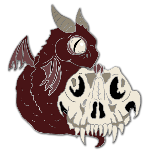 Red "Skull" Derpy Dragon Pin