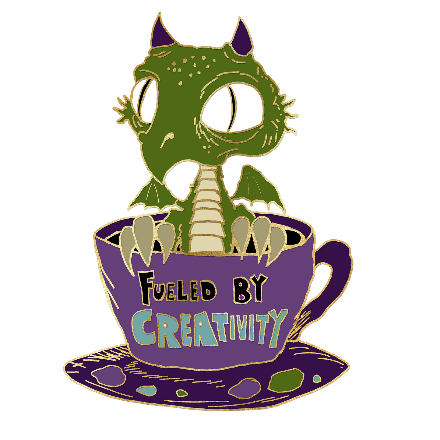 "Fueled by Creativity" Derpy Dragon Pin