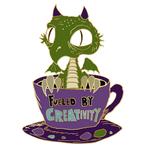 "Fueled by Creativity" Derpy Dragon Pin