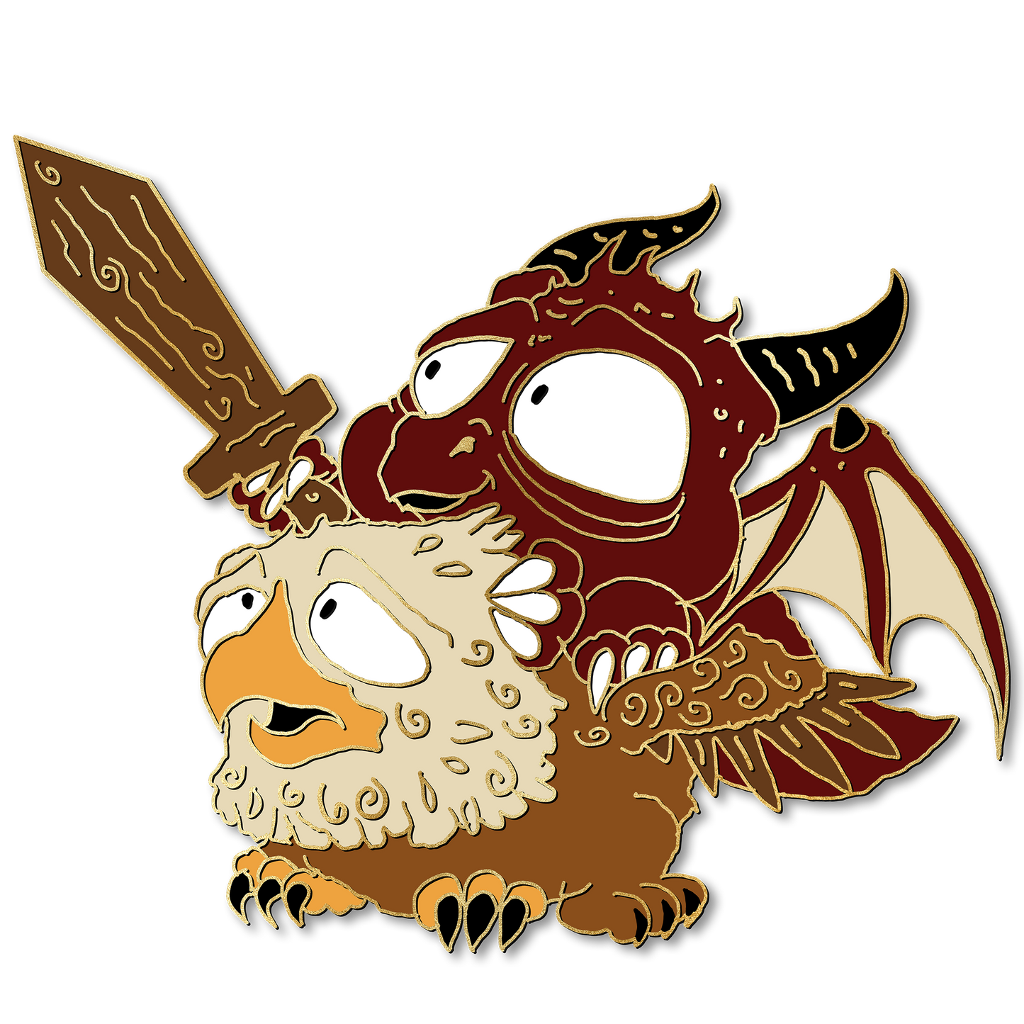 "Noble Griffin Steed" Derpy Dragon Pin