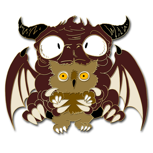 "Owlbear Snuggles" Derpy Dragon Pin