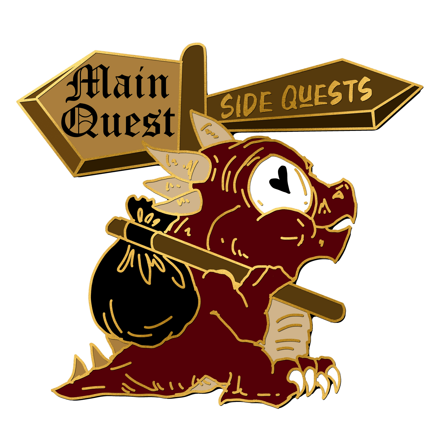 "Side Quest Love" Derpy Dragon Pin
