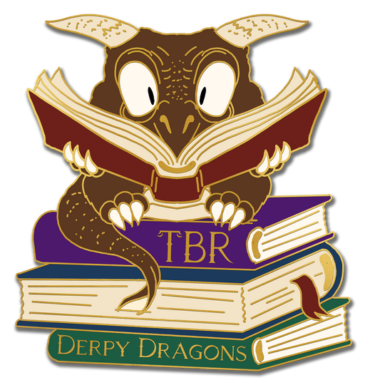"TBR Book Pile" Derpy Dragon Pin