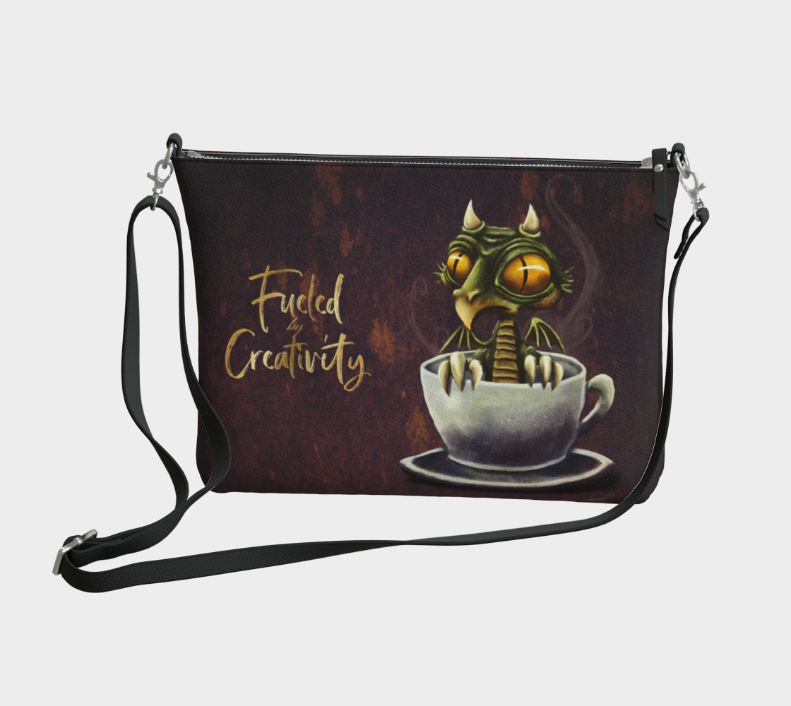 "Fueled by creativity" Derpy dragon - vegan purse