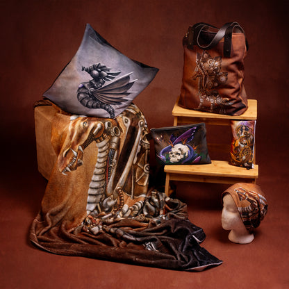 Steampunk Dragon Throw Blanket