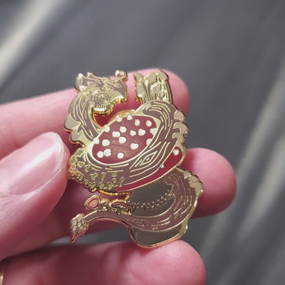 Mushroom dragon pin