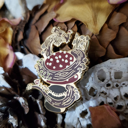 Mushroom dragon pin