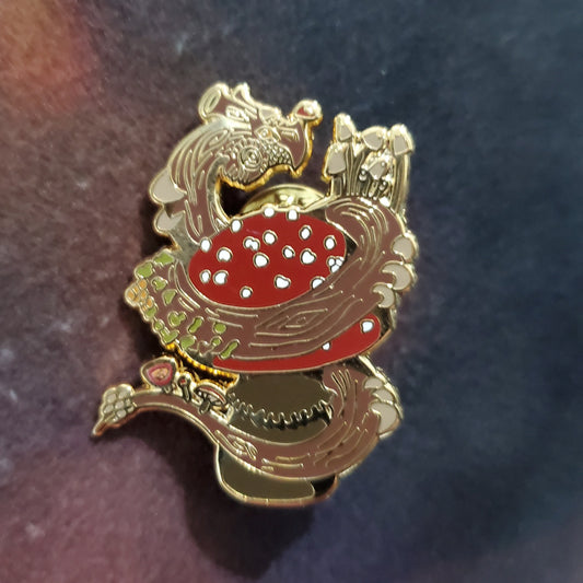 Mushroom dragon pin