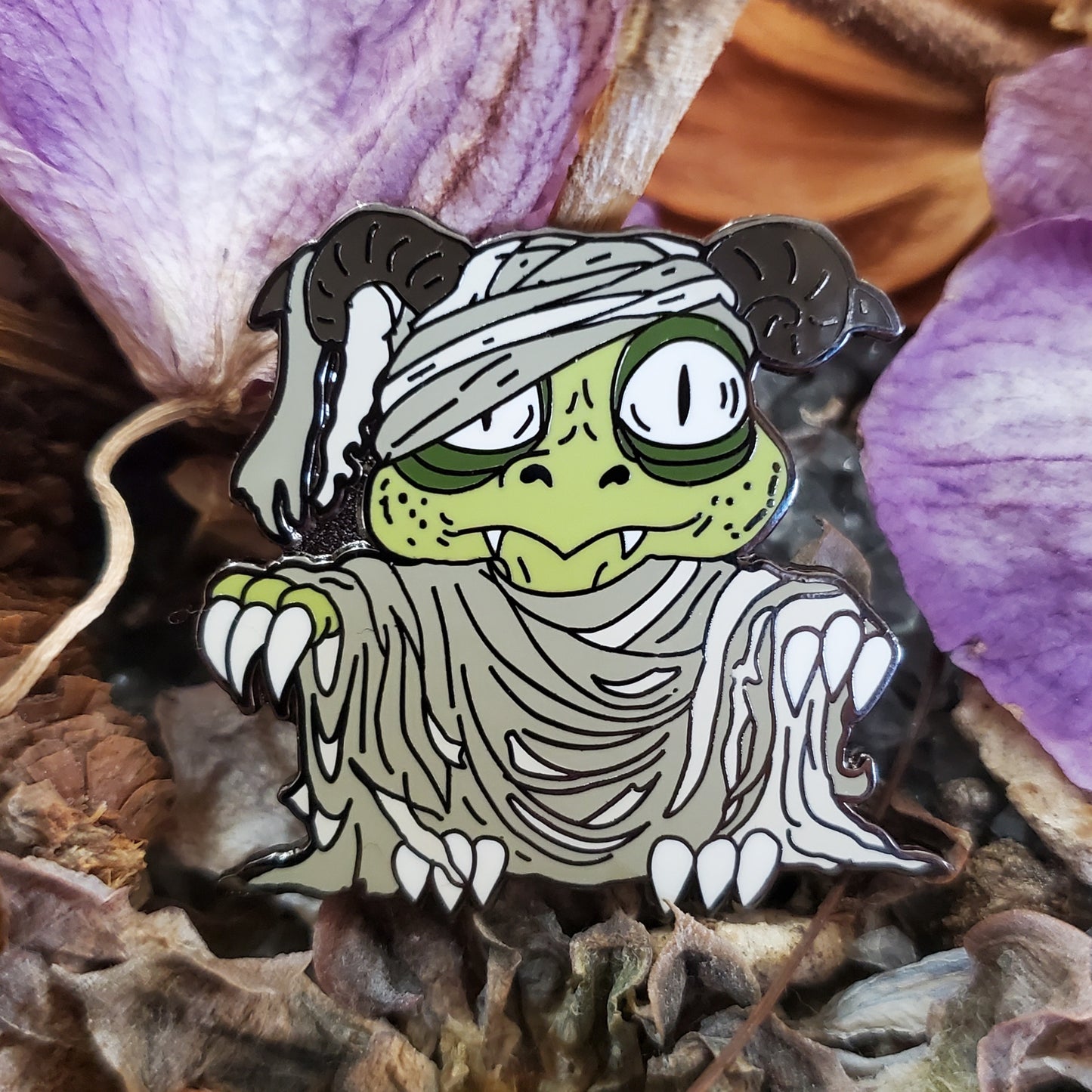 Green Mummy Derpy Dragon Pin