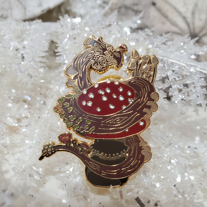 Mushroom dragon pin