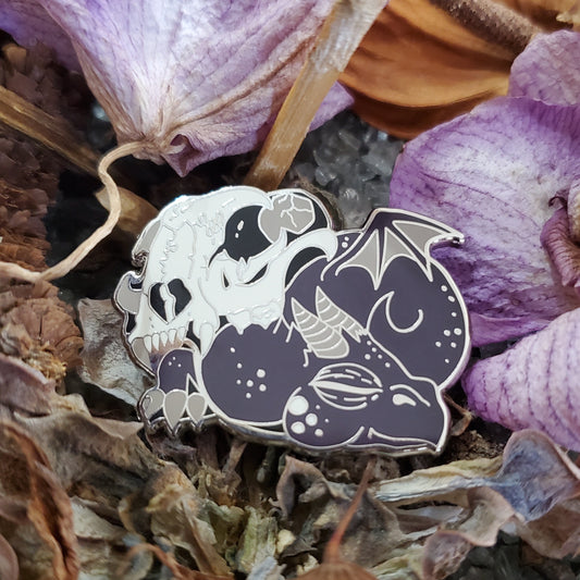 Purple Skull "Sleepy" Derpy Dragon Pin