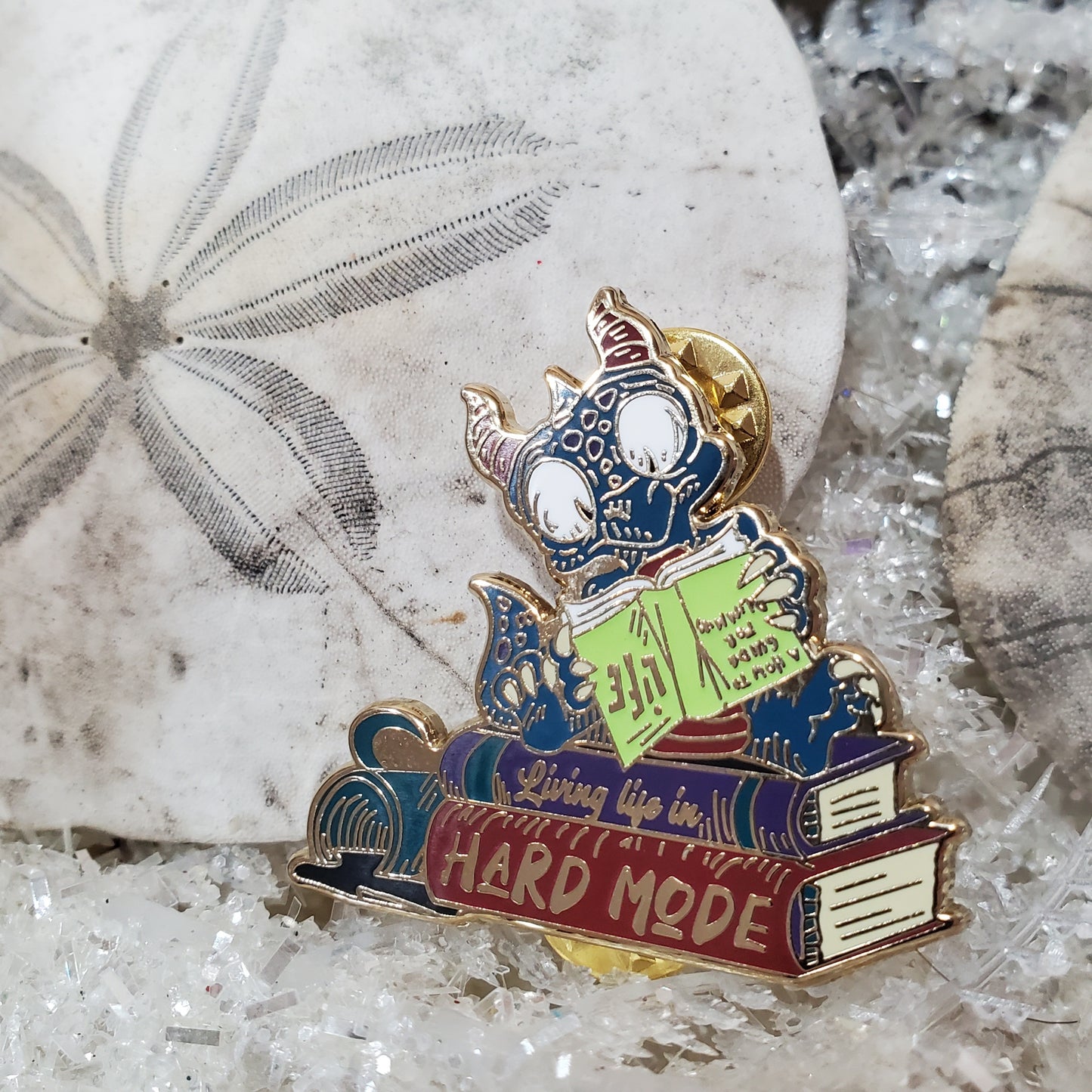 "Living life in hard mode" Derpy Dragon Pin