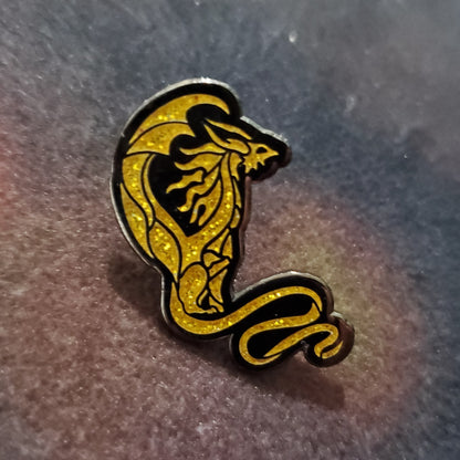 Golden glitter guardian dragon pin