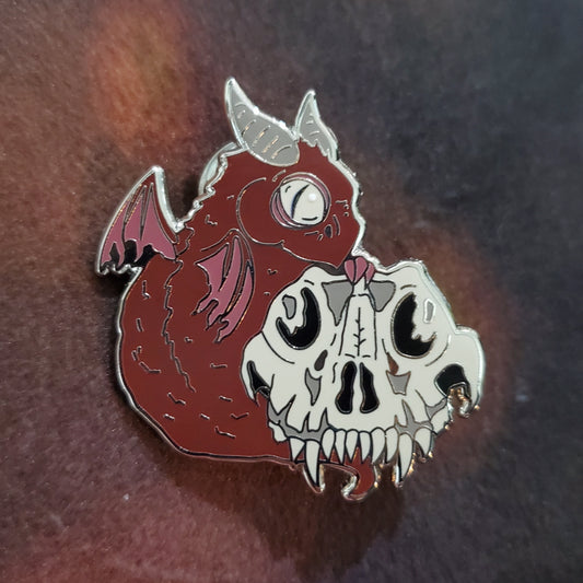 Red "Skull" Derpy Dragon Pin