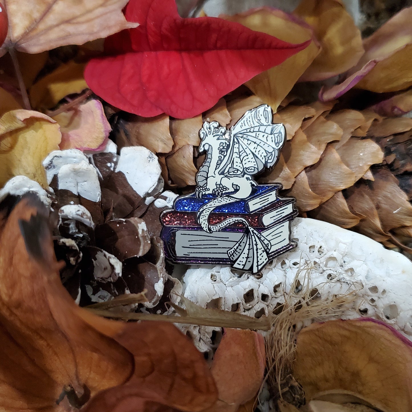 Book wyrm pin