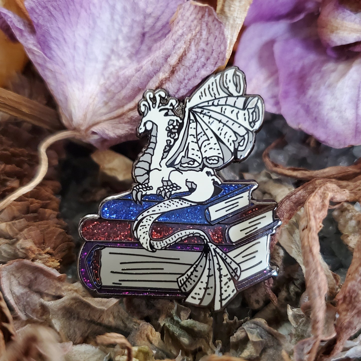 Book wyrm pin