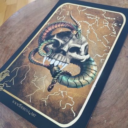 Gold Foil Dragon Skull Print (limited edition/signed)